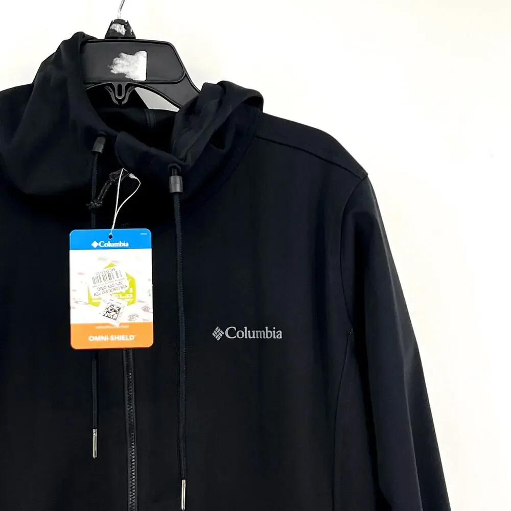 COLUMBIA Women's Rose Winds Softshell Jacket Medium Black Hooded Long Sleeve NWT